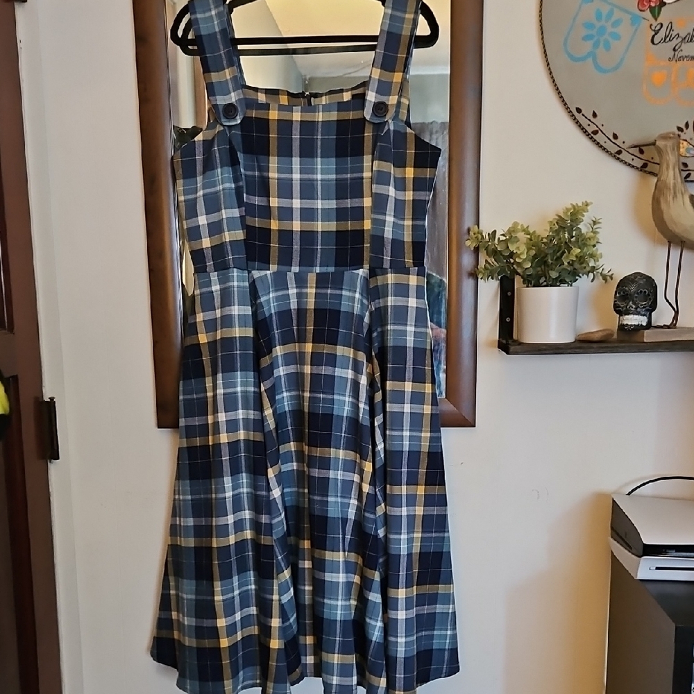 Collectif Blue Plaid Dress